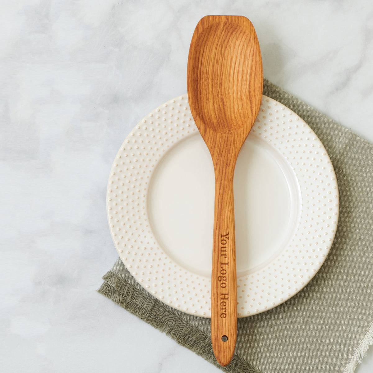 Branded Spoon Spatula Set - Oak Wood